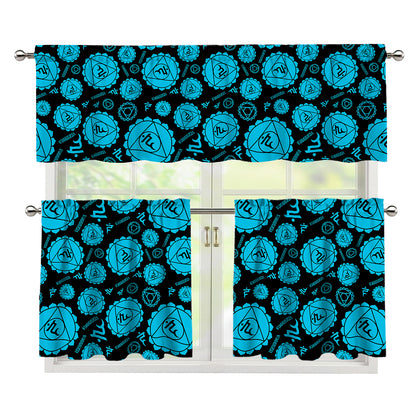 Vishuddha Chakra Pattern Print 3 Piece Kitchen Curtains