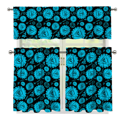 Vishuddha Chakra Pattern Print 3 Piece Kitchen Curtains