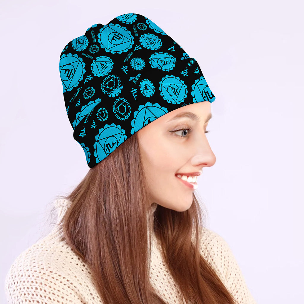 Vishuddha Chakra Pattern Print Beanie