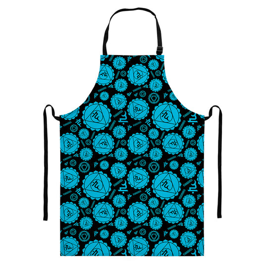Vishuddha Chakra Pattern Print Bib Apron With Pocket