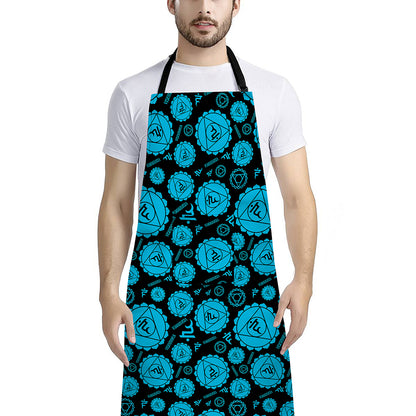 Vishuddha Chakra Pattern Print Bib Apron With Pocket