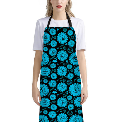 Vishuddha Chakra Pattern Print Bib Apron With Pocket