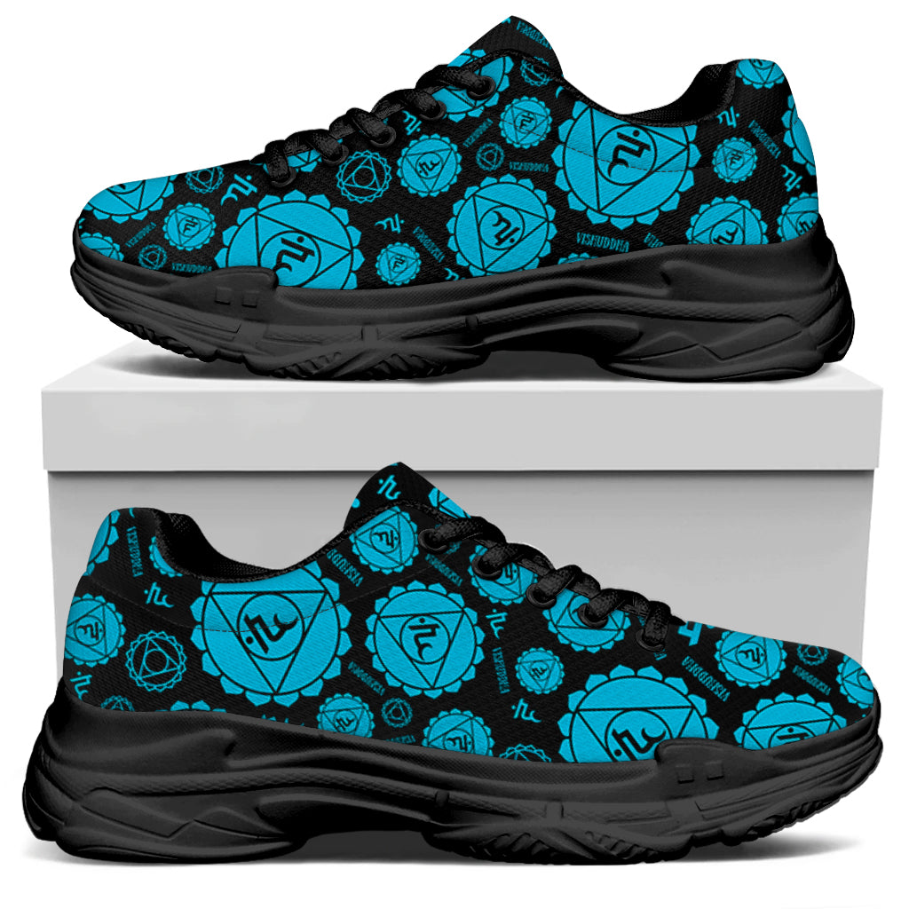 Vishuddha Chakra Pattern Print Black Chunky Shoes