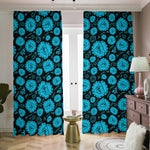 Vishuddha Chakra Pattern Print Blackout Pencil Pleat Curtains