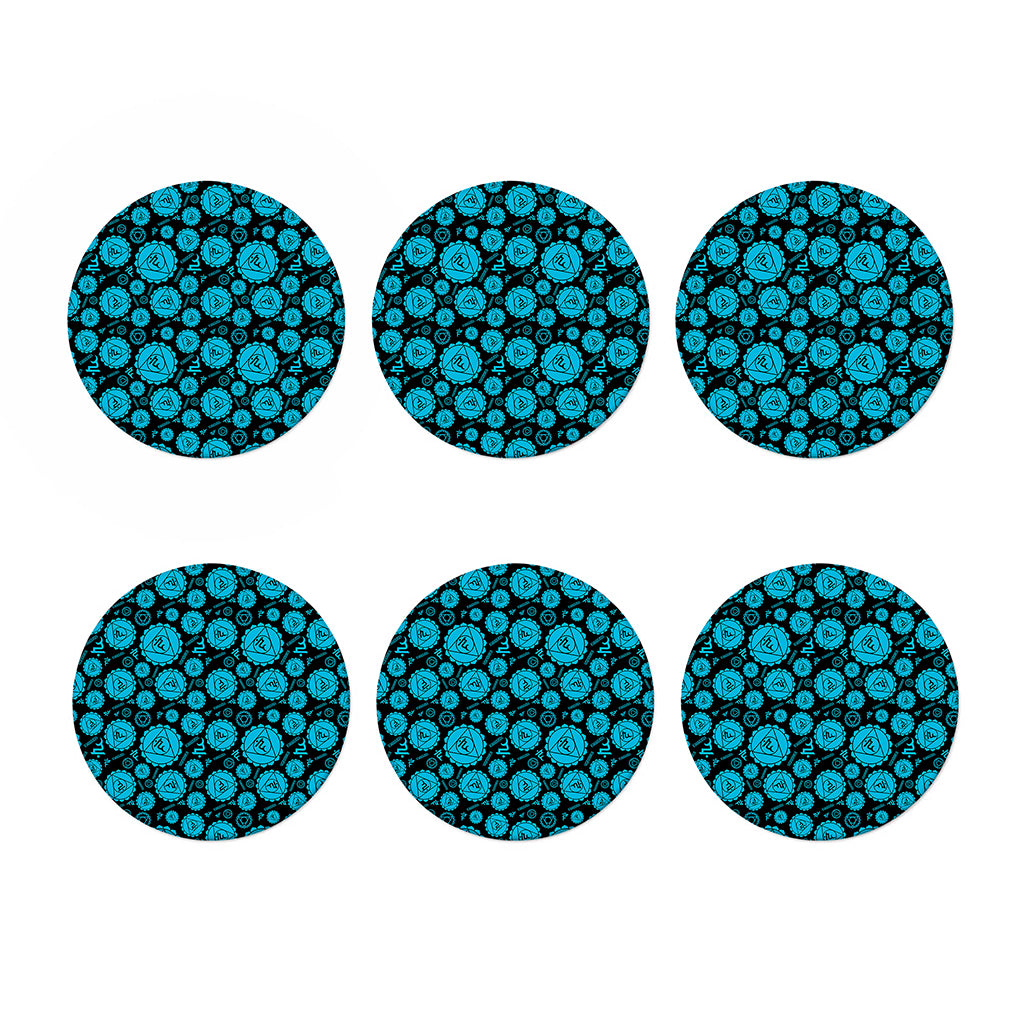 Vishuddha Chakra Pattern Print Coaster Set