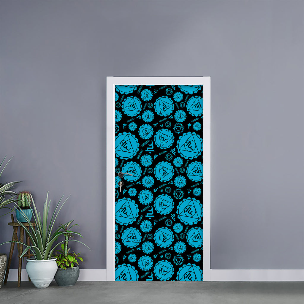Vishuddha Chakra Pattern Print Door Sticker