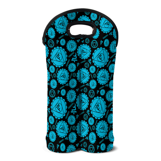 Vishuddha Chakra Pattern Print Double Neoprene Wine Tote