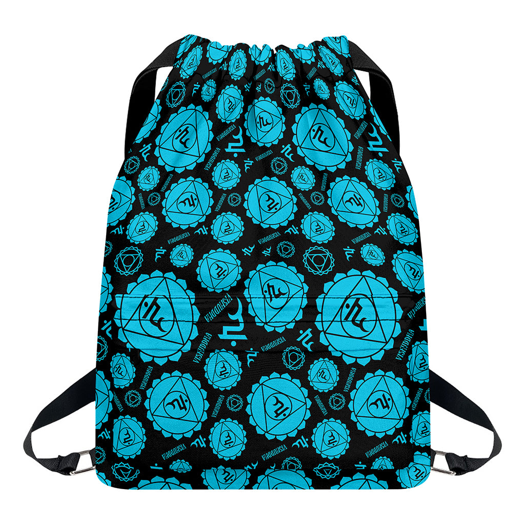 Vishuddha Chakra Pattern Print Drawstring Backpack