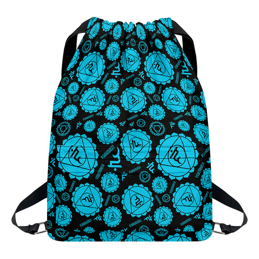 Vishuddha Chakra Pattern Print Drawstring Backpack