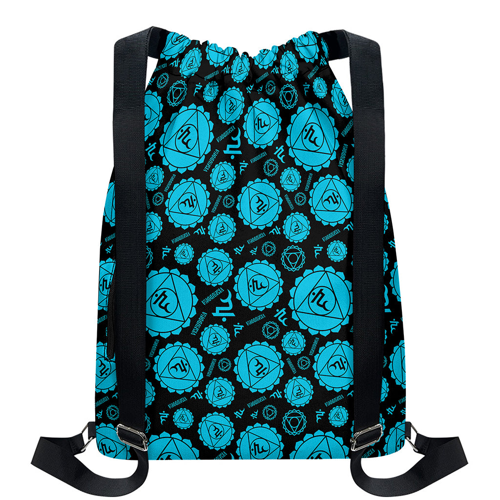Vishuddha Chakra Pattern Print Drawstring Backpack