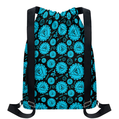 Vishuddha Chakra Pattern Print Drawstring Backpack
