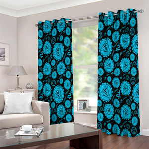 Vishuddha Chakra Pattern Print Extra Wide Grommet Curtains