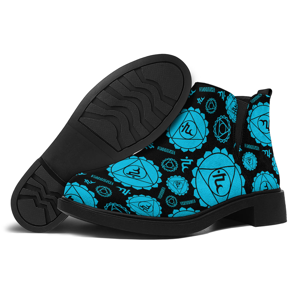 Vishuddha Chakra Pattern Print Flat Ankle Boots