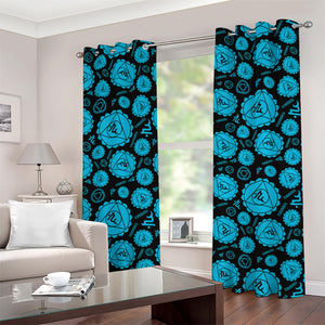 Vishuddha Chakra Pattern Print Grommet Curtains