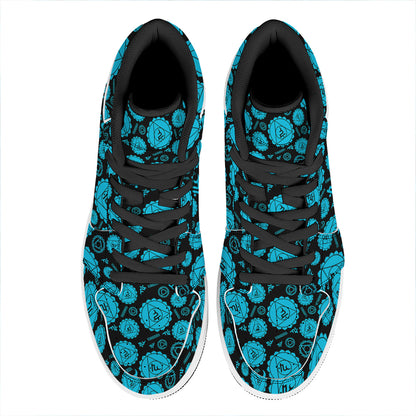 Vishuddha Chakra Pattern Print High Top Leather Sneakers