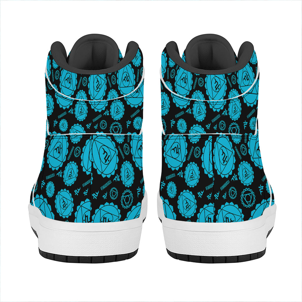 Vishuddha Chakra Pattern Print High Top Leather Sneakers