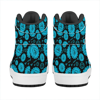 Vishuddha Chakra Pattern Print High Top Leather Sneakers