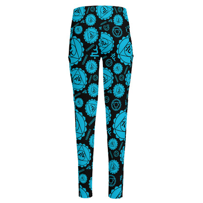 Vishuddha Chakra Pattern Print High-Waisted Pocket Leggings