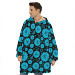 Vishuddha Chakra Pattern Print Hoodie Blanket