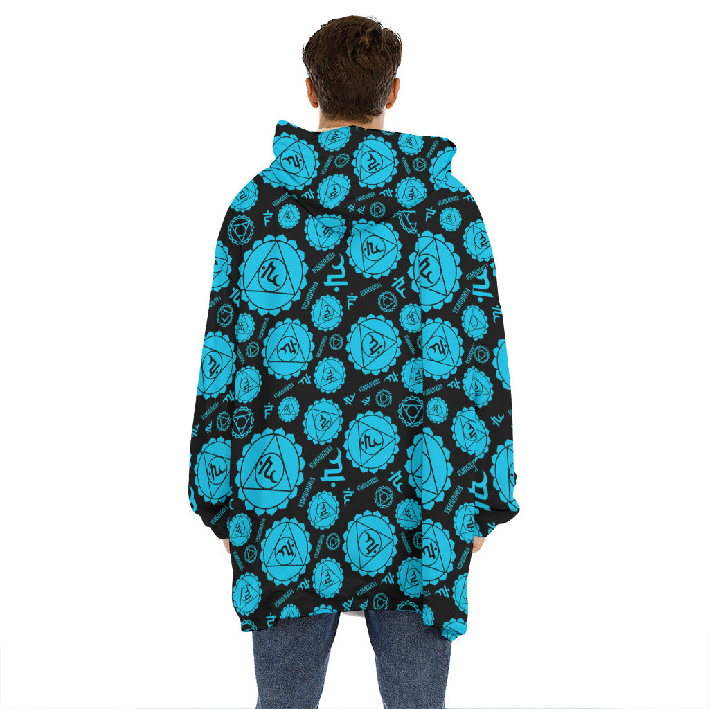 Vishuddha Chakra Pattern Print Hoodie Blanket
