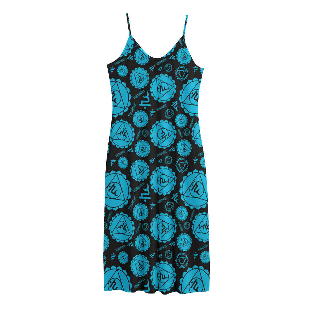 Vishuddha Chakra Pattern Print Jersey Midi Cami Dress