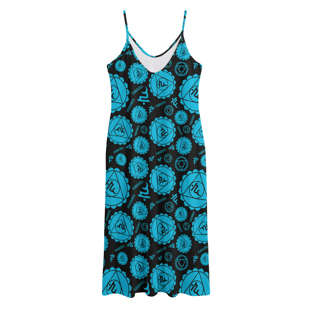 Vishuddha Chakra Pattern Print Jersey Midi Cami Dress