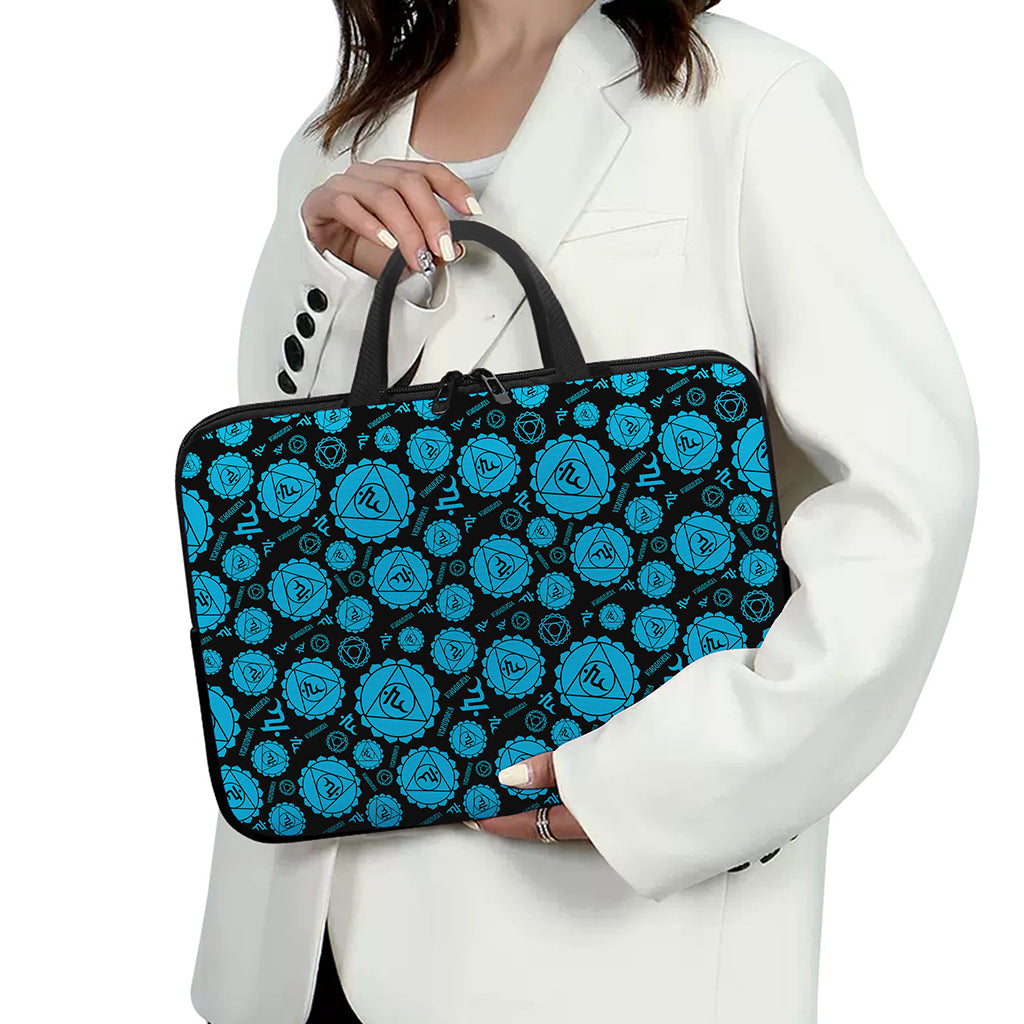 Vishuddha Chakra Pattern Print Laptop Sleeve With Handle