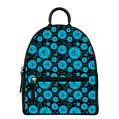 Vishuddha Chakra Pattern Print Leather Backpack