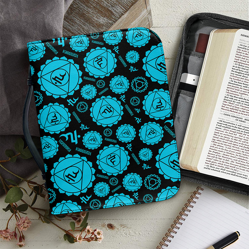 Vishuddha Chakra Pattern Print Leather Bible Cover