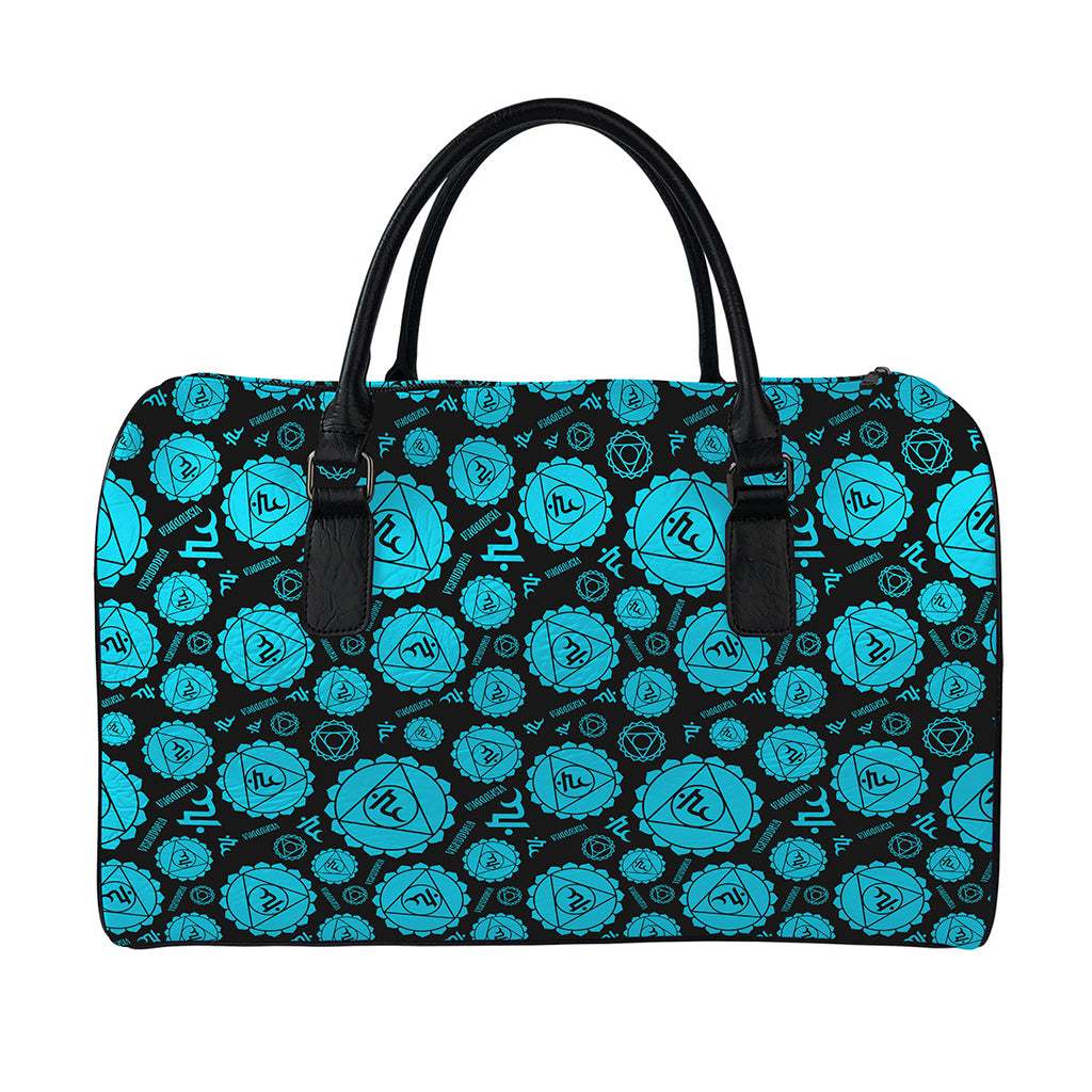 Vishuddha Chakra Pattern Print Leather Duffle Bag