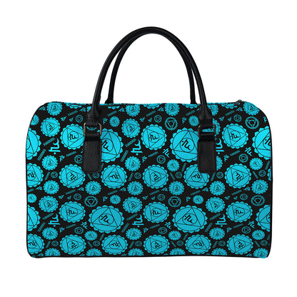 Vishuddha Chakra Pattern Print Leather Duffle Bag