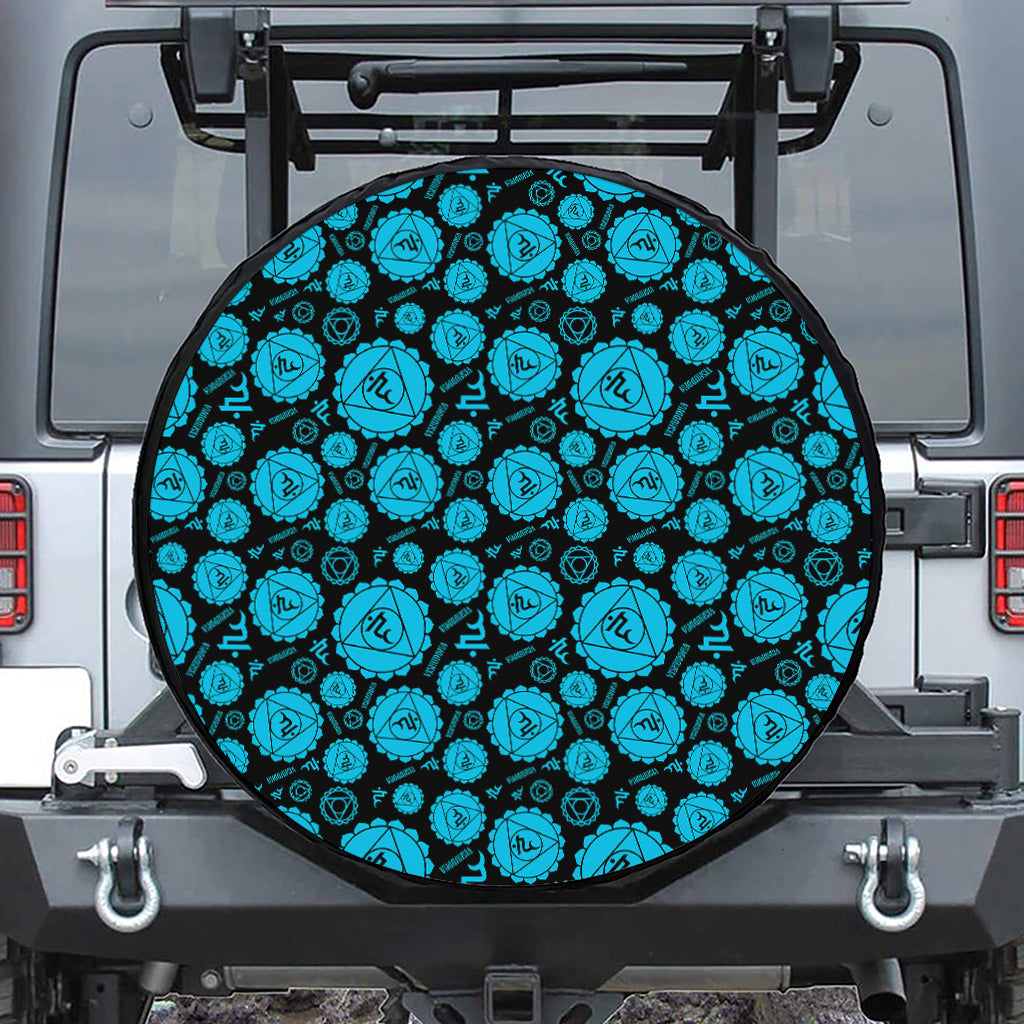 Vishuddha Chakra Pattern Print Leather Spare Tire Cover