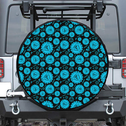 Vishuddha Chakra Pattern Print Leather Spare Tire Cover