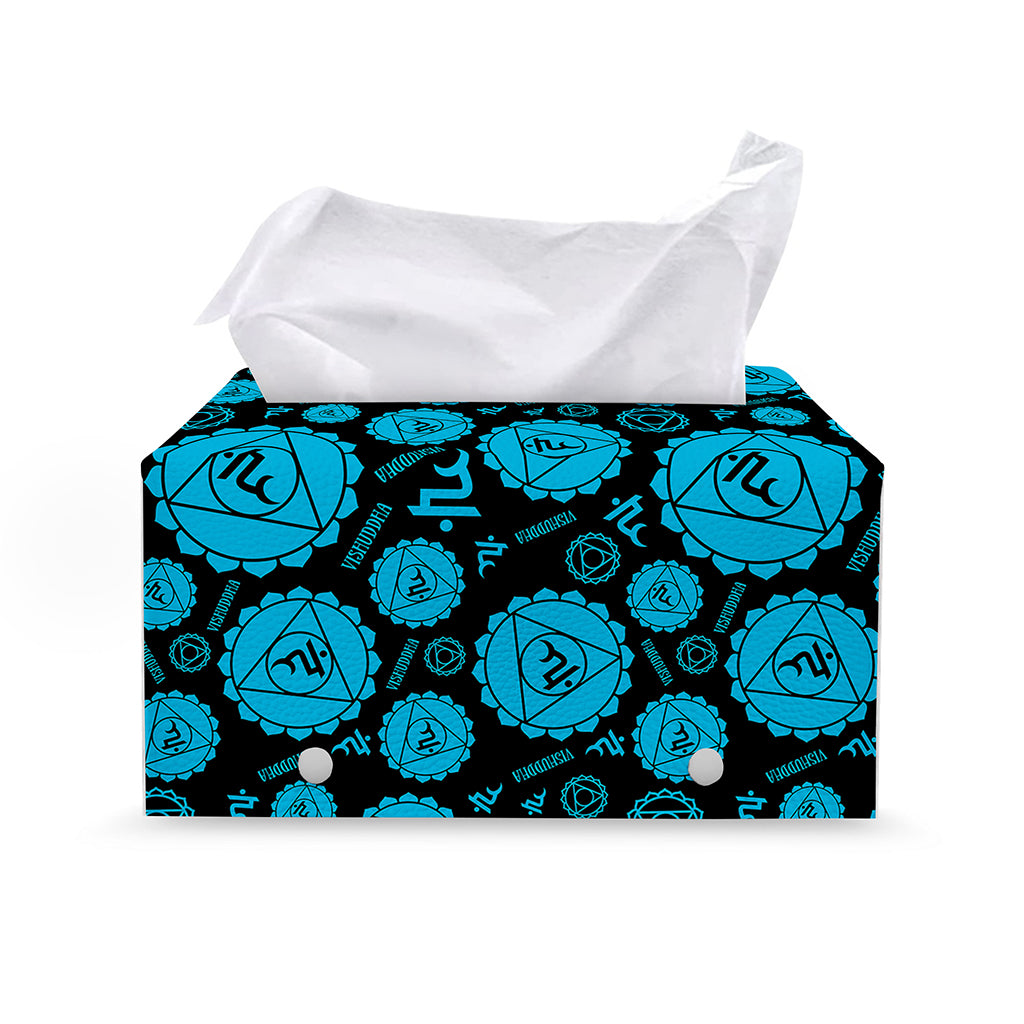 Vishuddha Chakra Pattern Print Leather Tissue Box Cover