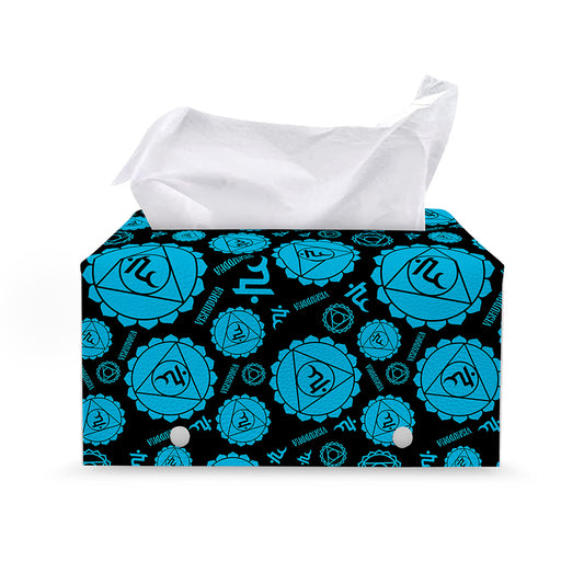 Vishuddha Chakra Pattern Print Leather Tissue Box Cover
