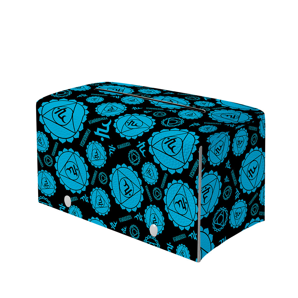 Vishuddha Chakra Pattern Print Leather Tissue Box Cover
