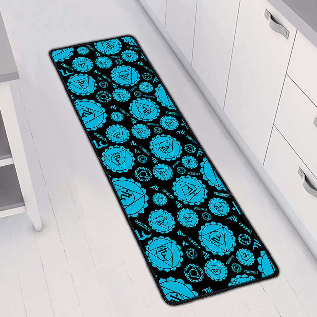 Vishuddha Chakra Pattern Print Long Kitchen Mat