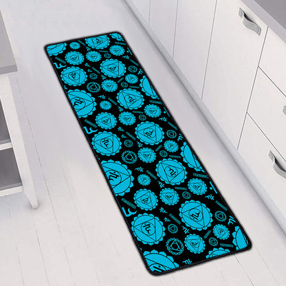 Vishuddha Chakra Pattern Print Long Kitchen Mat
