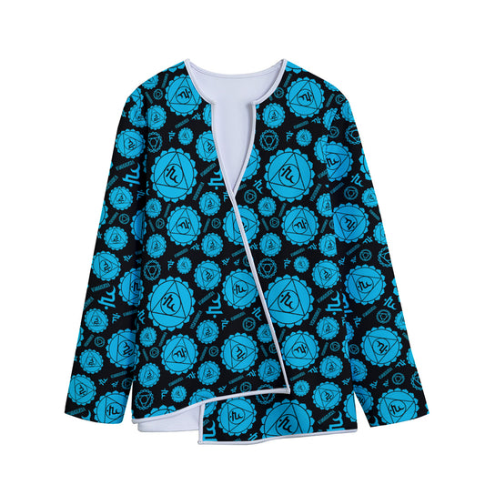 Vishuddha Chakra Pattern Print Long Sleeve Short Coat