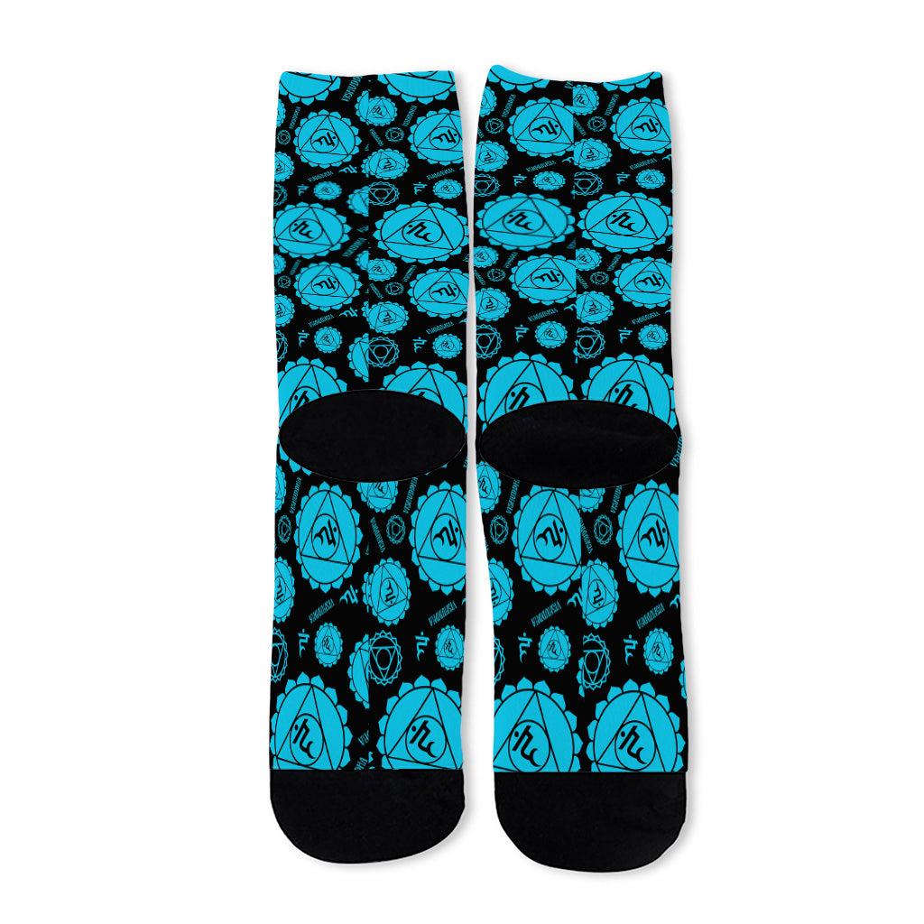 Vishuddha Chakra Pattern Print Long Socks