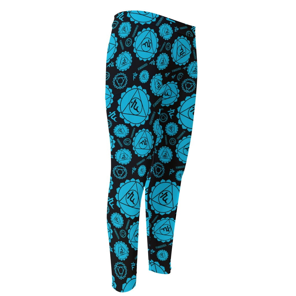 Vishuddha Chakra Pattern Print Men's Compression Pants