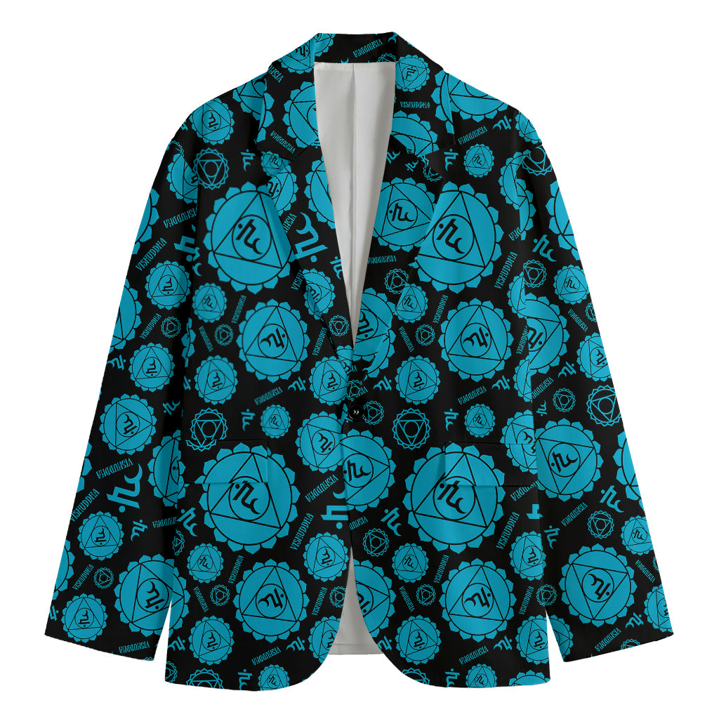 Vishuddha Chakra Pattern Print Men's Cotton Blazer