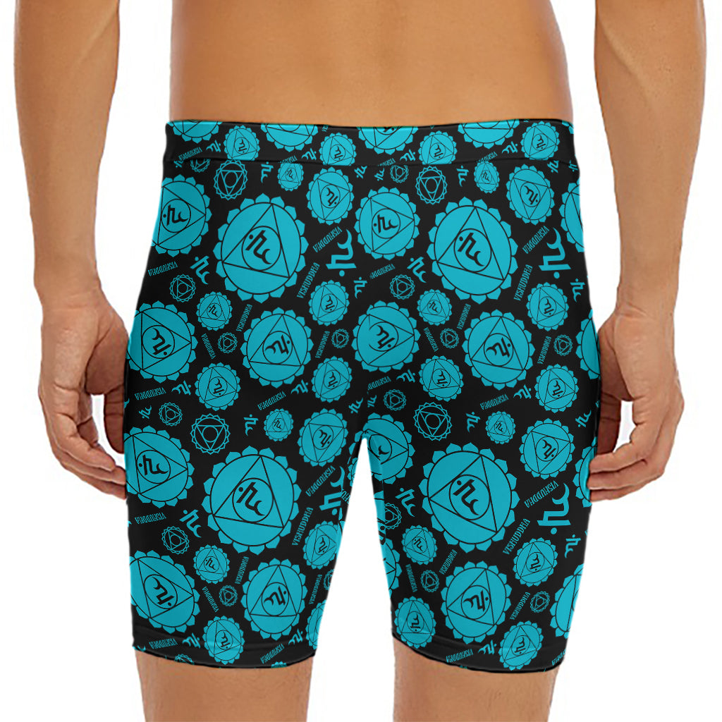 Vishuddha Chakra Pattern Print Men's Long Boxer Briefs