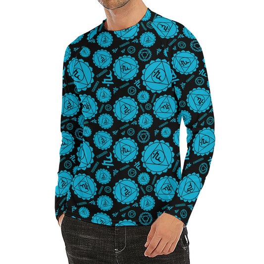 Vishuddha Chakra Pattern Print Men's Long Sleeve Rash Guard