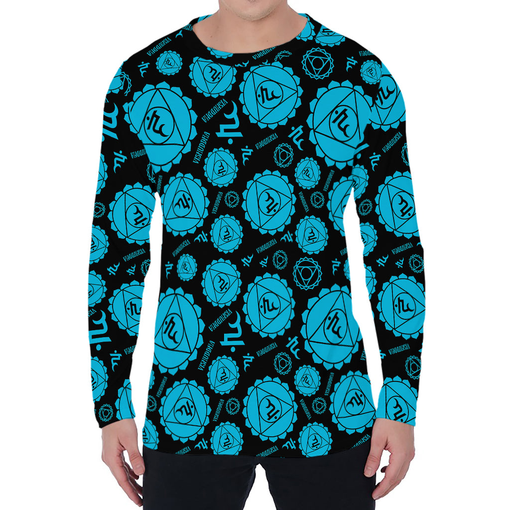 Vishuddha Chakra Pattern Print Men's Long Sleeve T-Shirt