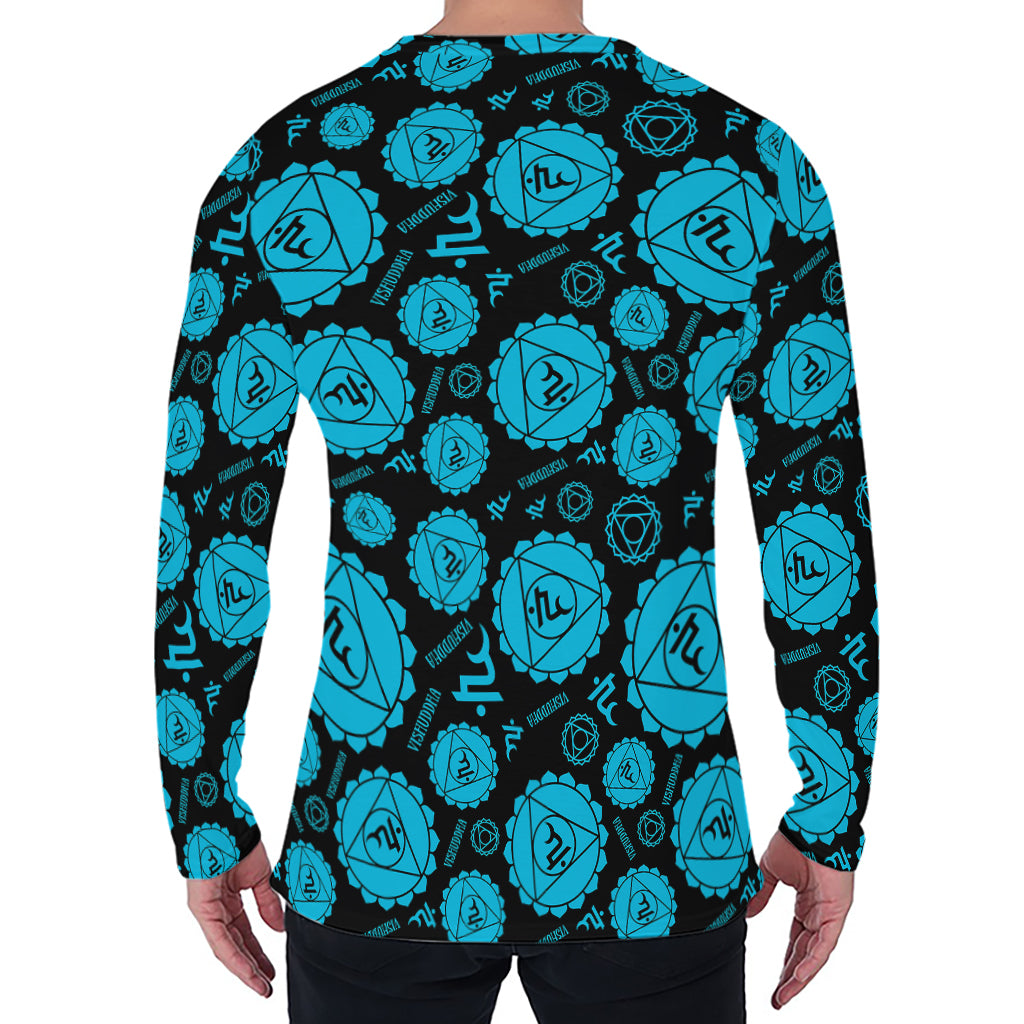 Vishuddha Chakra Pattern Print Men's Long Sleeve T-Shirt