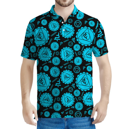 Vishuddha Chakra Pattern Print Men's Polo Shirt