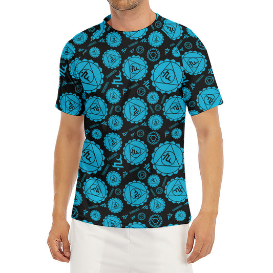 Vishuddha Chakra Pattern Print Men's Short Sleeve Rash Guard