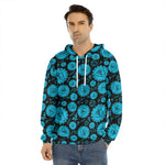 Vishuddha Chakra Pattern Print Men's Velvet Pullover Hoodie