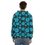 Vishuddha Chakra Pattern Print Men's Velvet Pullover Hoodie